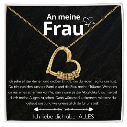 An meine Frau – Familien-Herz Halskette mit Namen & liebevoller Botschaft