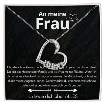 An meine Frau – Familien-Herz Halskette mit Namen & liebevoller Botschaft