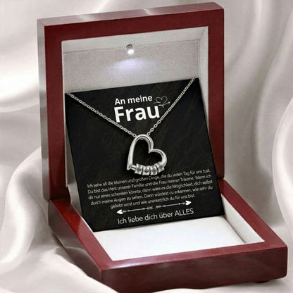 An meine Frau – Familien-Herz Halskette mit Namen & liebevoller Botschaft