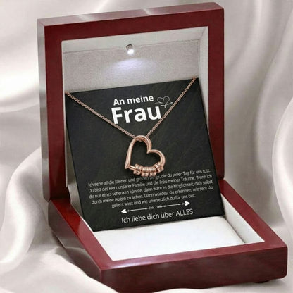 An meine Frau – Familien-Herz Halskette mit Namen & liebevoller Botschaft