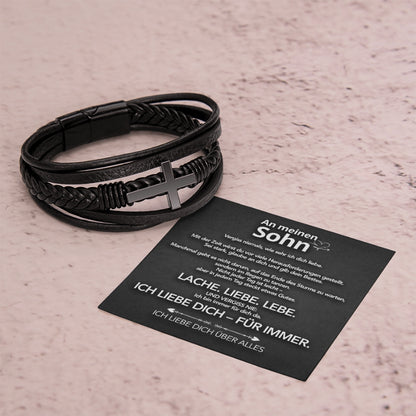 An meinen Sohn - Herren Kreuz Armband mit Notiz