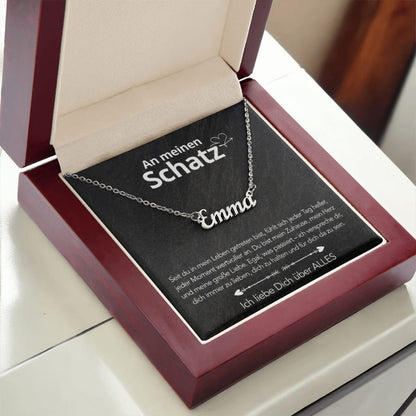 An meinen Schatz - Namenskette mit liebevoller Notiz