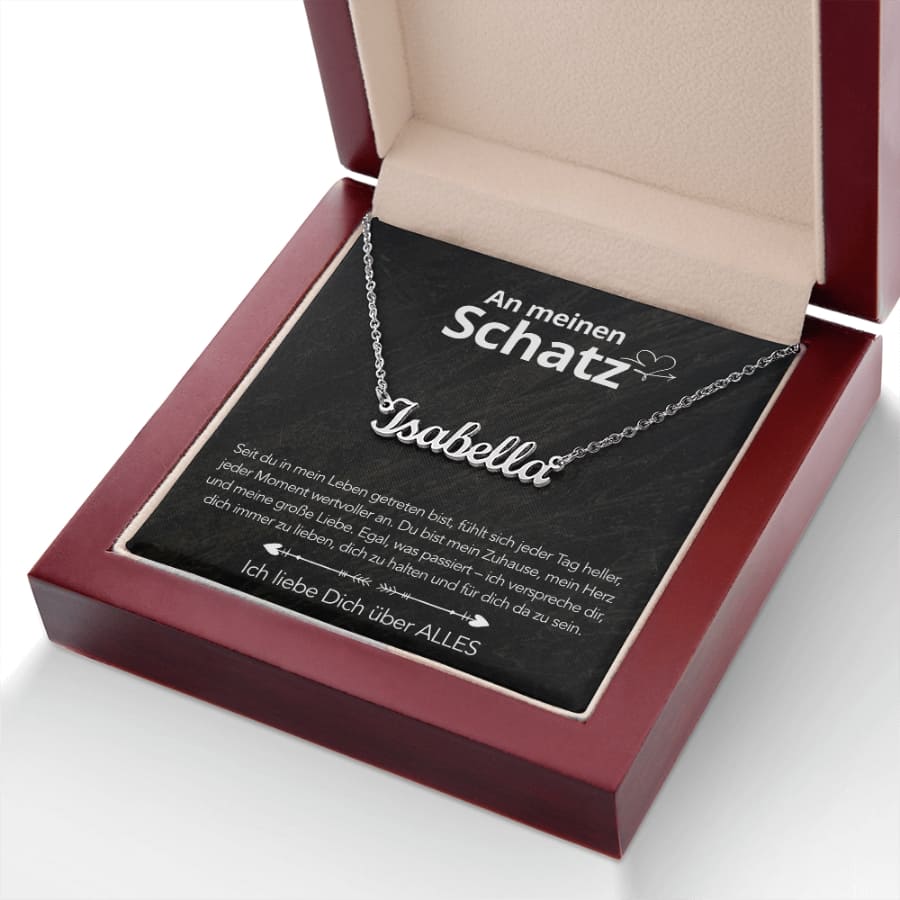 An meinen Schatz - Namenskette mit liebevoller Notiz