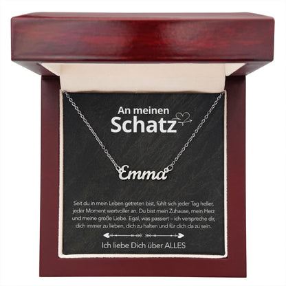 An meinen Schatz - Namenskette mit liebevoller Notiz