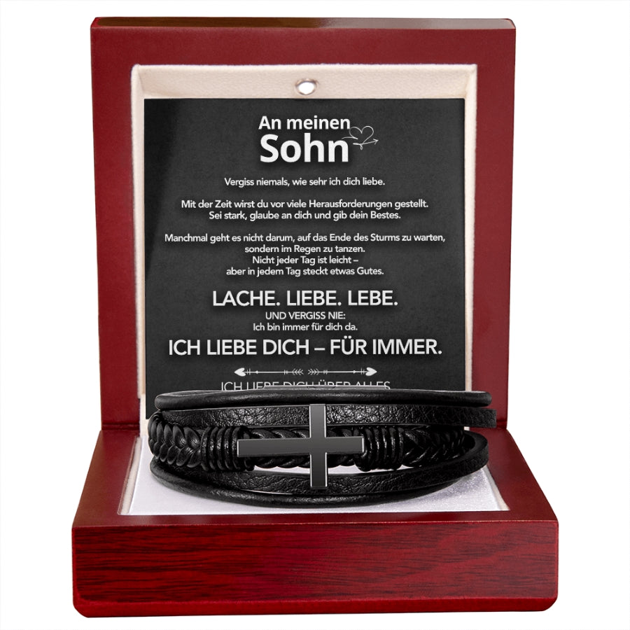 An meinen Sohn - Herren Kreuz Armband mit Notiz