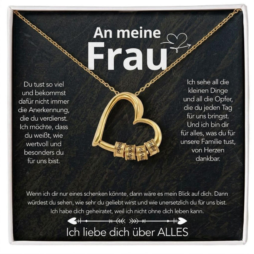 An meine Frau – Familien-Herz Halskette mit besonderer Botschaft