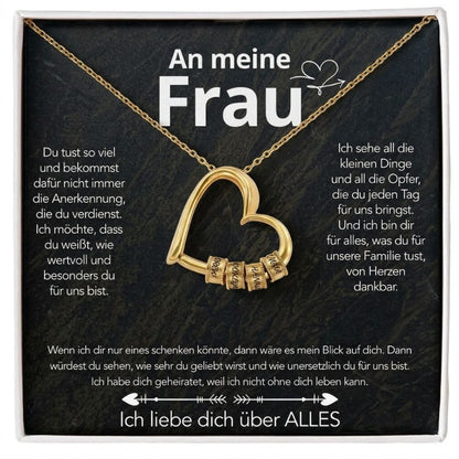 An meine Frau – Familien-Herz Halskette mit besonderer Botschaft