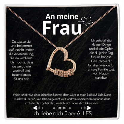 An meine Frau – Familien-Herz Halskette mit besonderer Botschaft