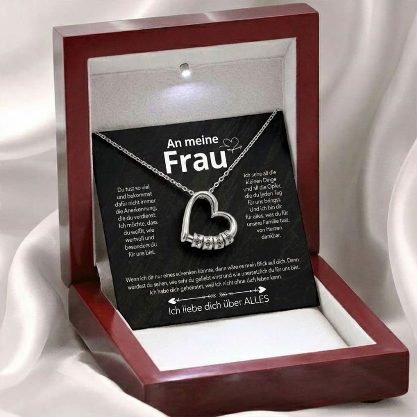 An meine Frau – Familien-Herz Halskette mit besonderer Botschaft