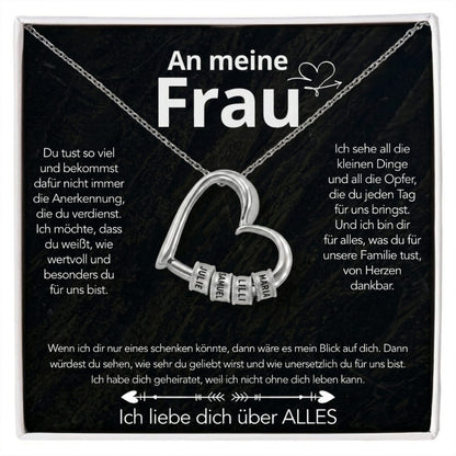 An meine Frau – Familien-Herz Halskette mit besonderer Botschaft