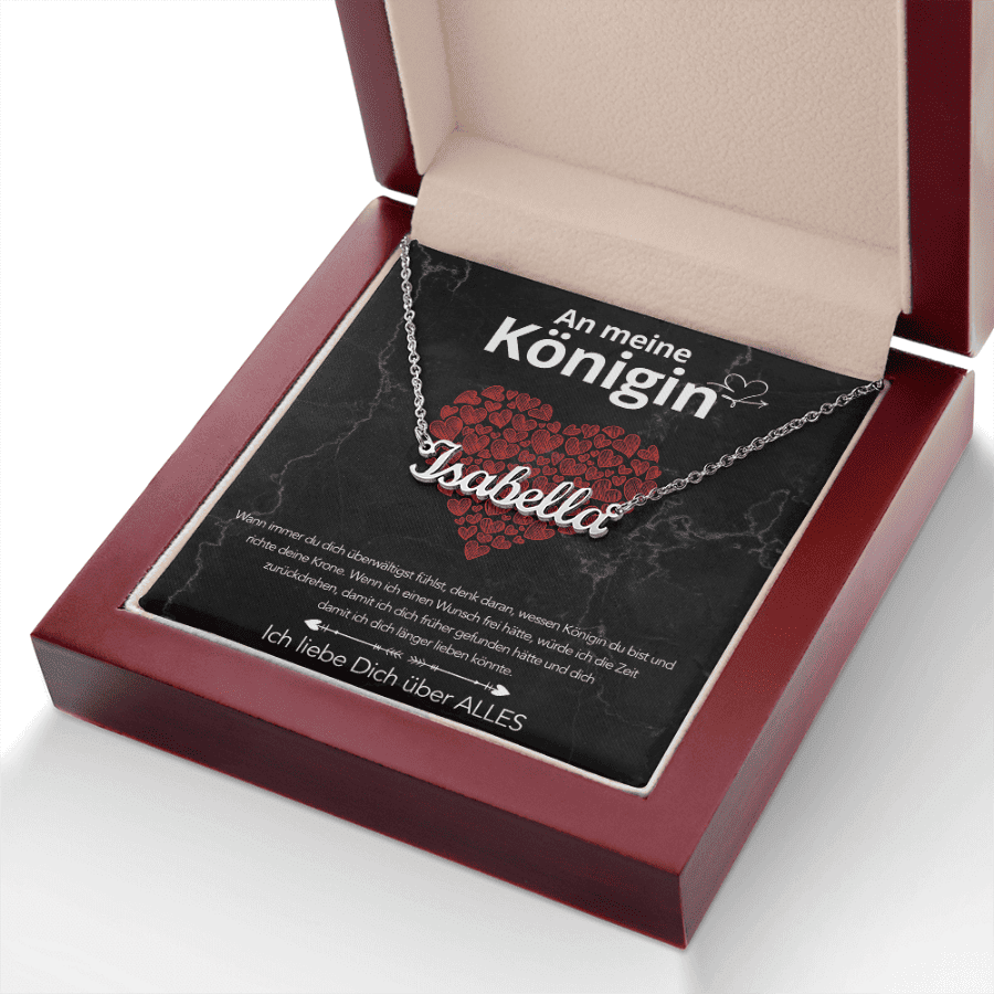 An meine Königin - Namenskette mit liebevoller Notiz