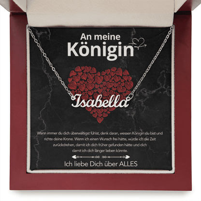 An meine Königin - Namenskette mit liebevoller Notiz