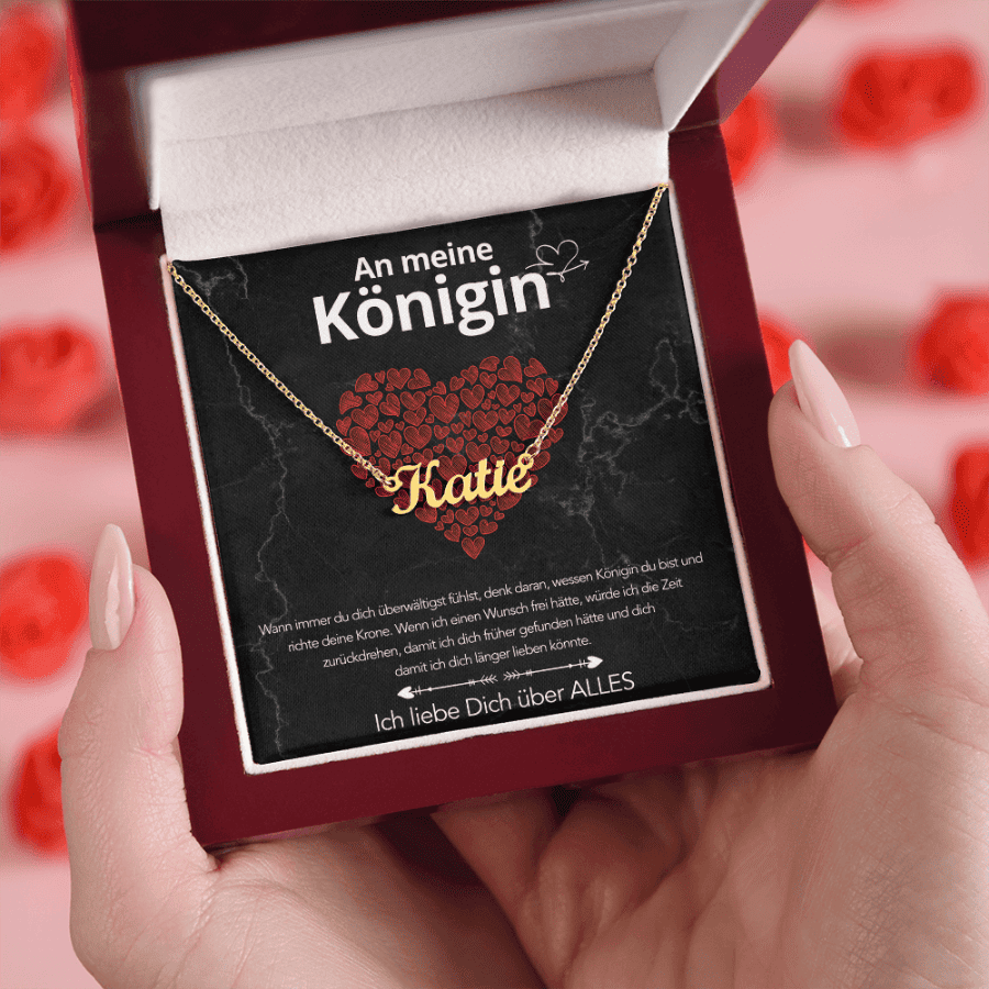 An meine Königin - Namenskette mit liebevoller Notiz