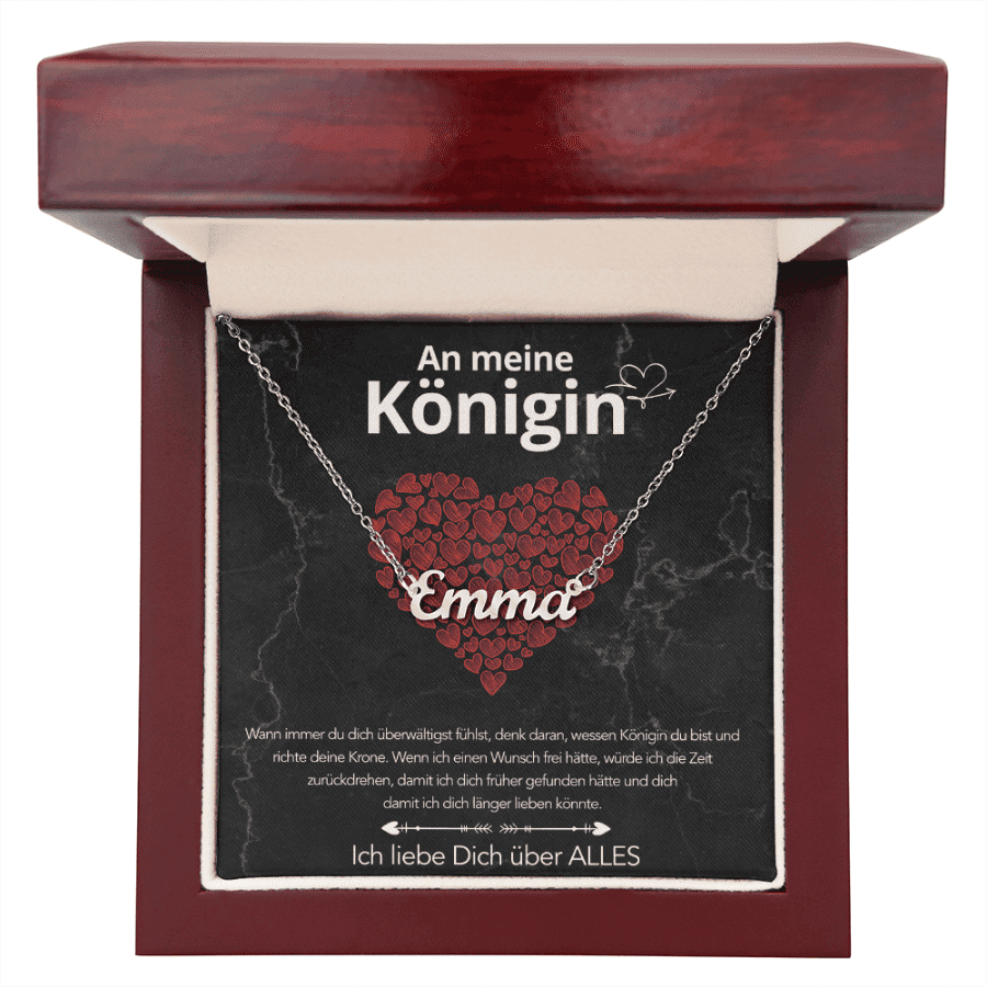 An meine Königin - Namenskette mit liebevoller Notiz