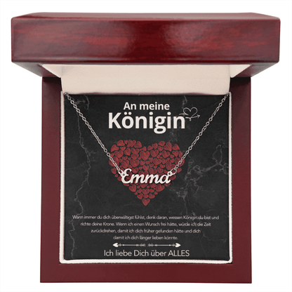 An meine Königin - Namenskette mit liebevoller Notiz