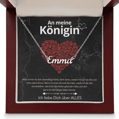 An meine Königin - Namenskette mit liebevoller Notiz