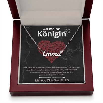An meine Königin - Namenskette mit liebevoller Notiz
