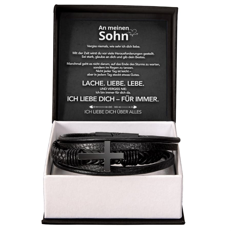 An meinen Sohn - Herren Kreuz Armband mit liebevoller Karte