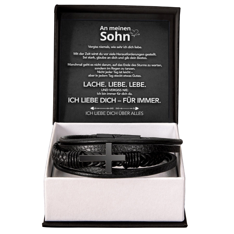 An meinen Sohn - Herren Kreuz Armband mit Notiz