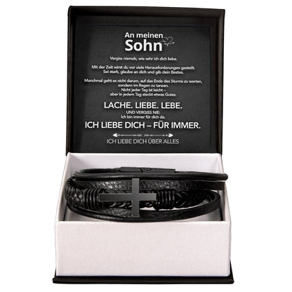 An meinen Sohn - Herren Kreuz Armband mit Notiz