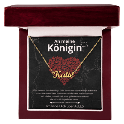 An meine Königin - Namenskette mit liebevoller Notiz