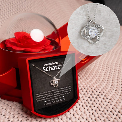 An meinen Schatz – Ewige Rose mit Knotenkette & liebevoller Karte