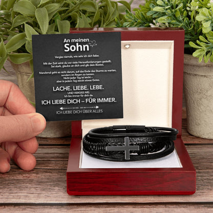 An meinen Sohn - Herren Kreuz Armband mit Notiz