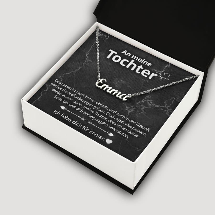 An meine Tochter - Namenskette mit liebevoller Notiz