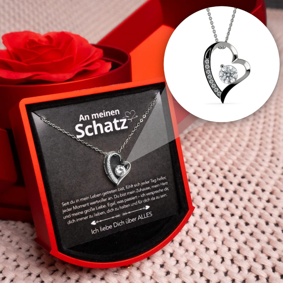 An meinen Schatz – Ewige Rose mit Herzkette & liebevoller Karte