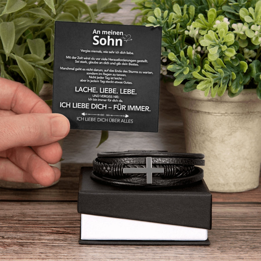 An meinen Sohn - Herren Kreuz Armband mit Notiz