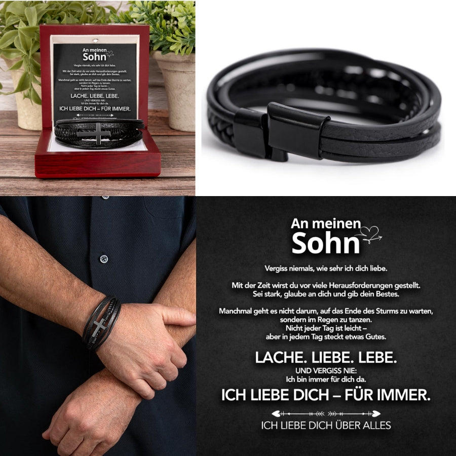 An meinen Sohn - Herren Kreuz Armband mit Notiz