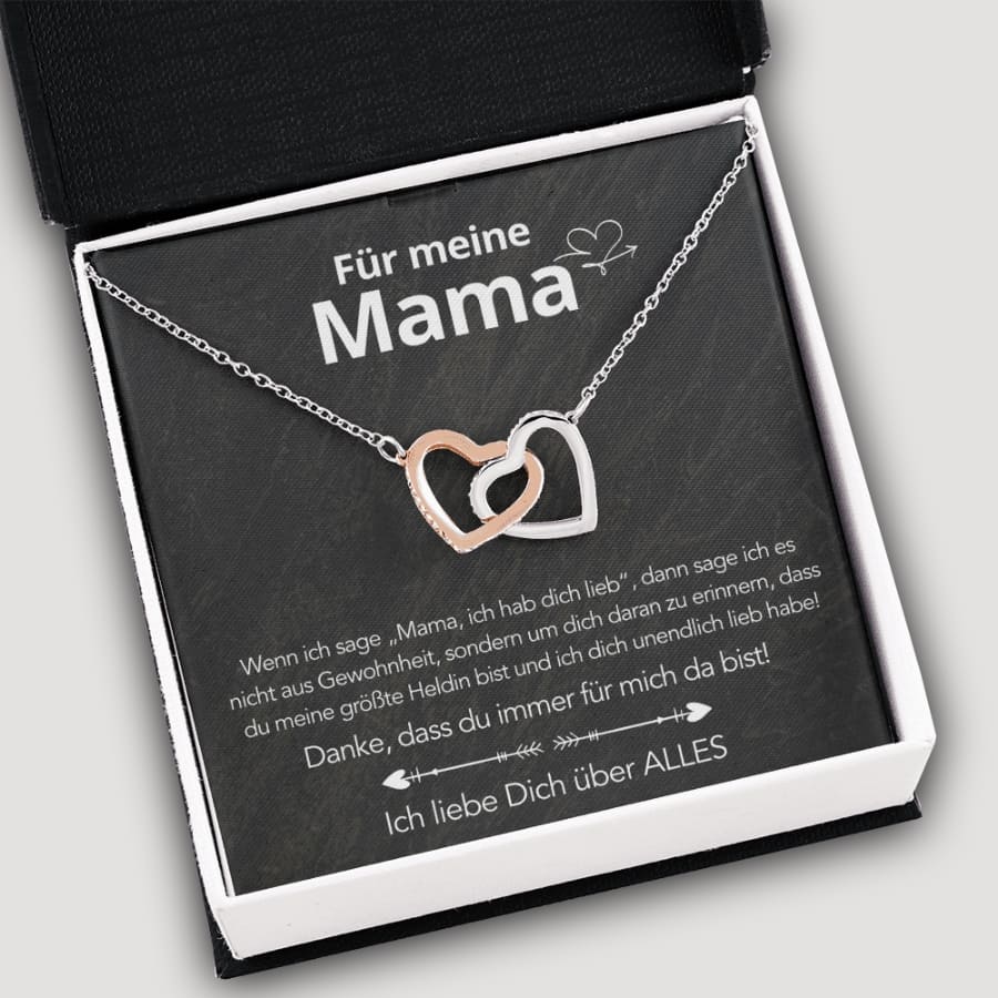 An meine Mama - Doppelherz Luxus Halskette mit Notiz
