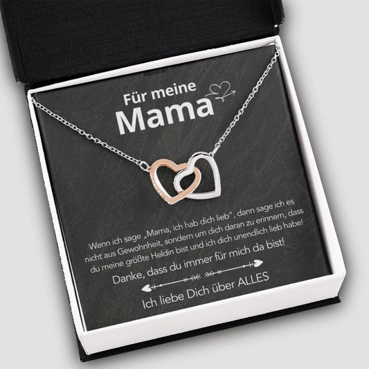 An meine Mama - Doppelherz Luxus Halskette mit Notiz