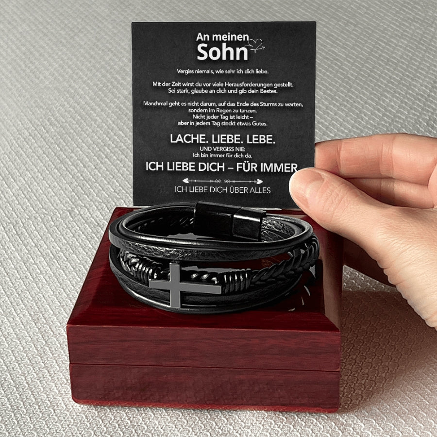 An meinen Sohn - Herren Kreuz Armband mit Notiz