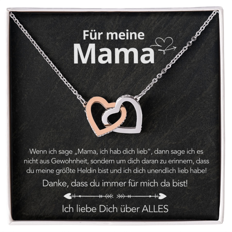 An meine Mama - Doppelherz Luxus Halskette mit Notiz