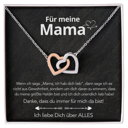 An meine Mama - Doppelherz Luxus Halskette mit Notiz