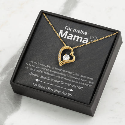 Für meine Mama – Herzanhänger in 14k Weißgold / 18k Gelbgold Veredelung