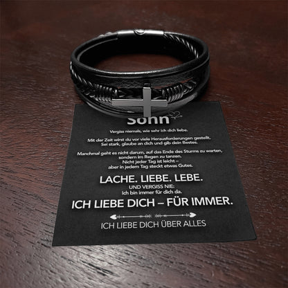An meinen Sohn - Herren Kreuz Armband mit Notiz