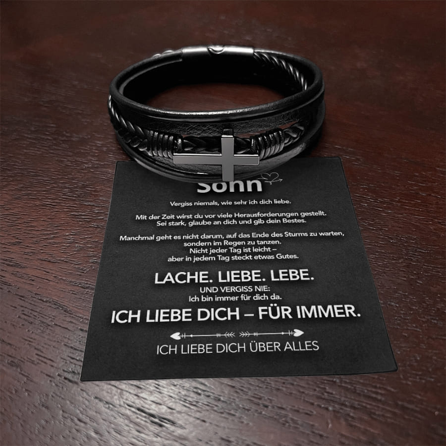An meinen Sohn - Herren Kreuz Armband mit liebevoller Karte