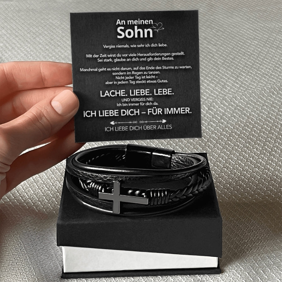 An meinen Sohn - Herren Kreuz Armband mit Notiz