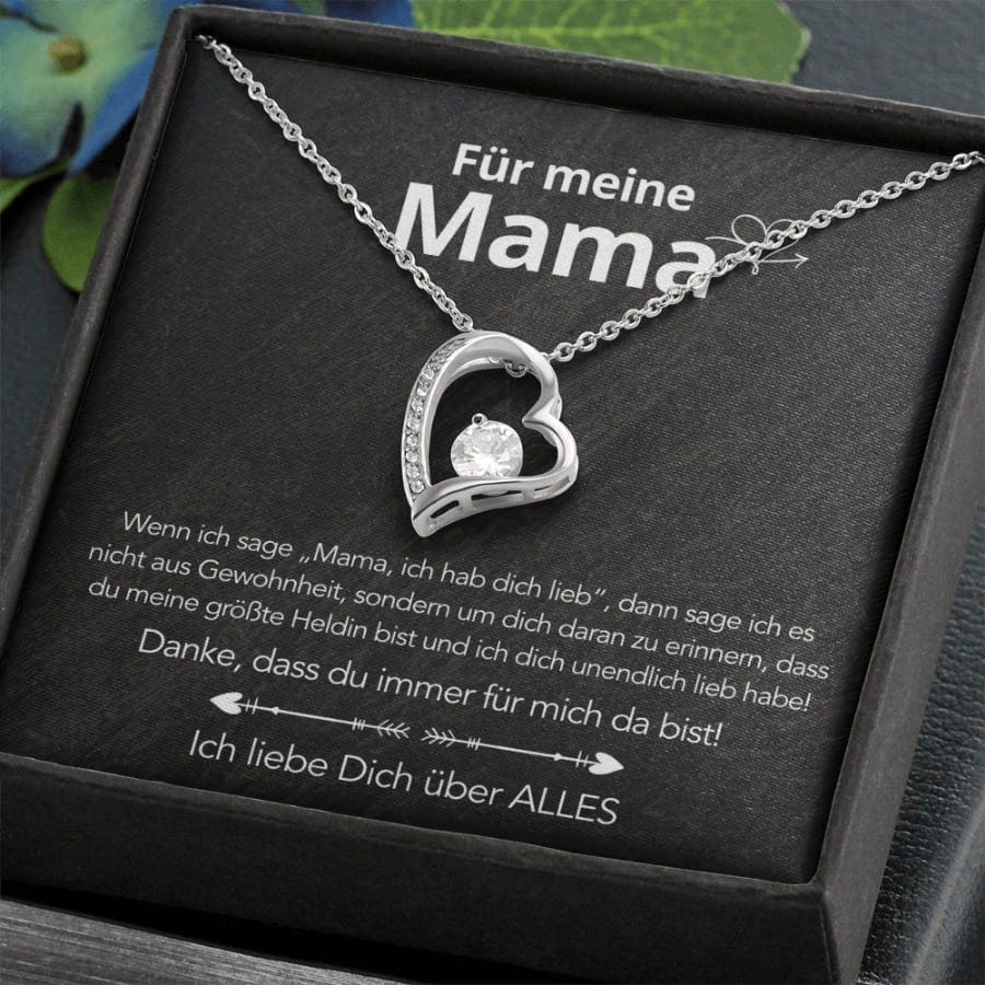 Für meine Mama – Herzanhänger in 14k Weißgold / 18k Gelbgold Veredelung