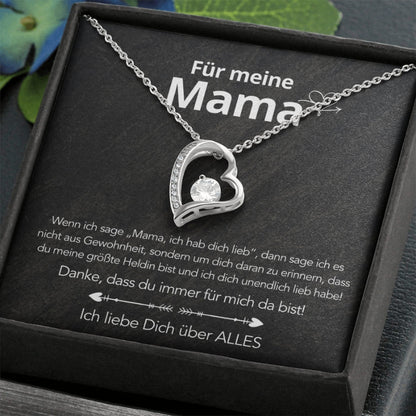 Für meine Mama – Herzanhänger in 14k Weißgold / 18k Gelbgold Veredelung