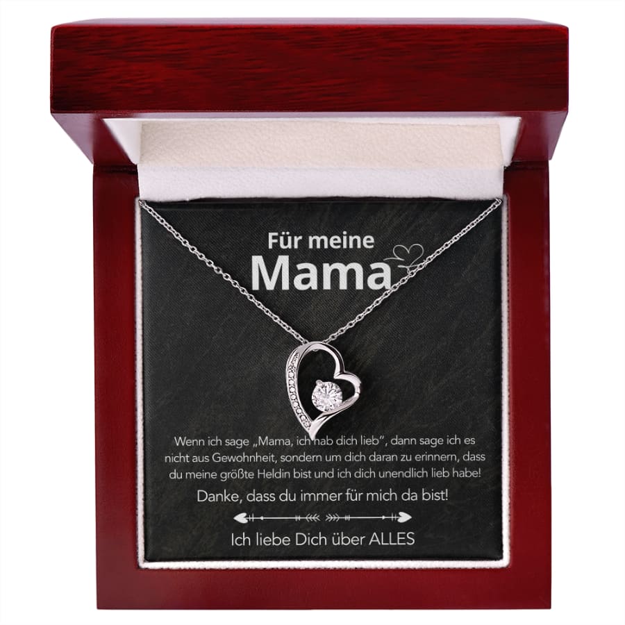 Für meine Mama – Herzanhänger in 14k Weißgold / 18k Gelbgold Veredelung
