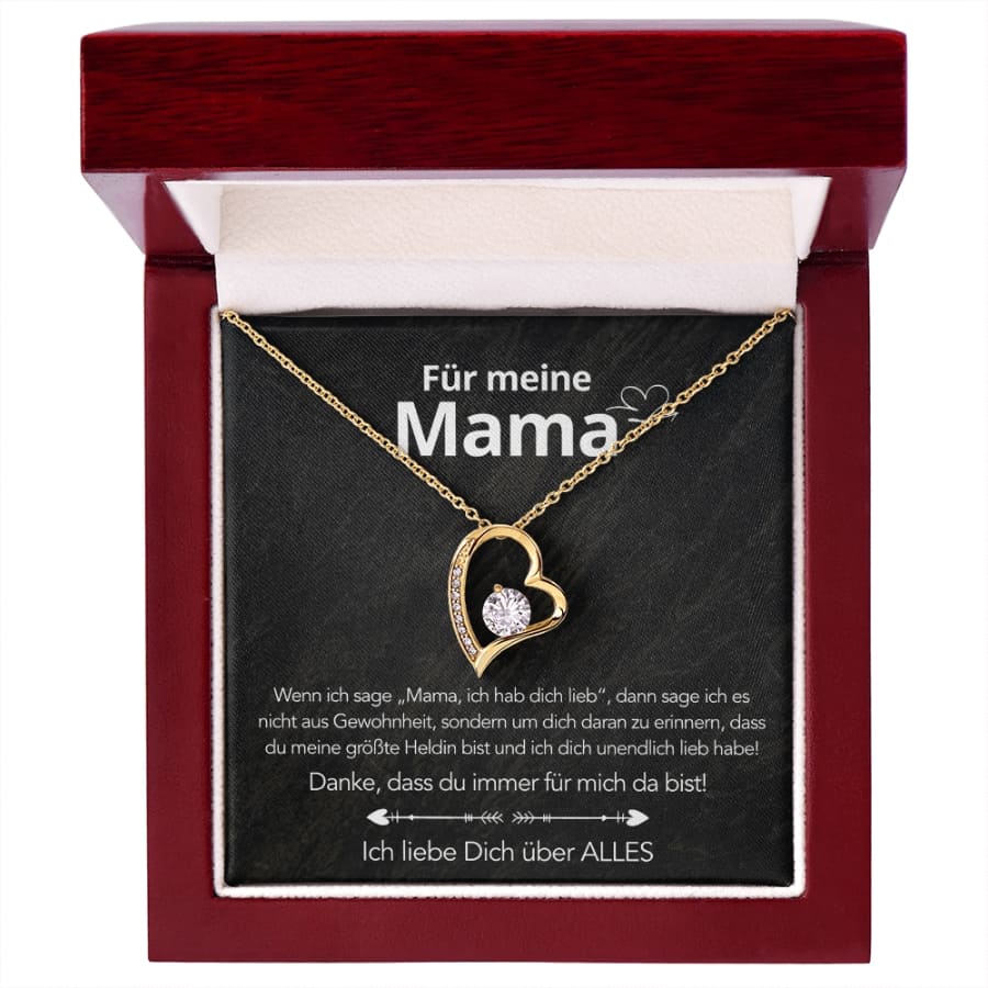 Für meine Mama – Herzanhänger in 14k Weißgold / 18k Gelbgold Veredelung