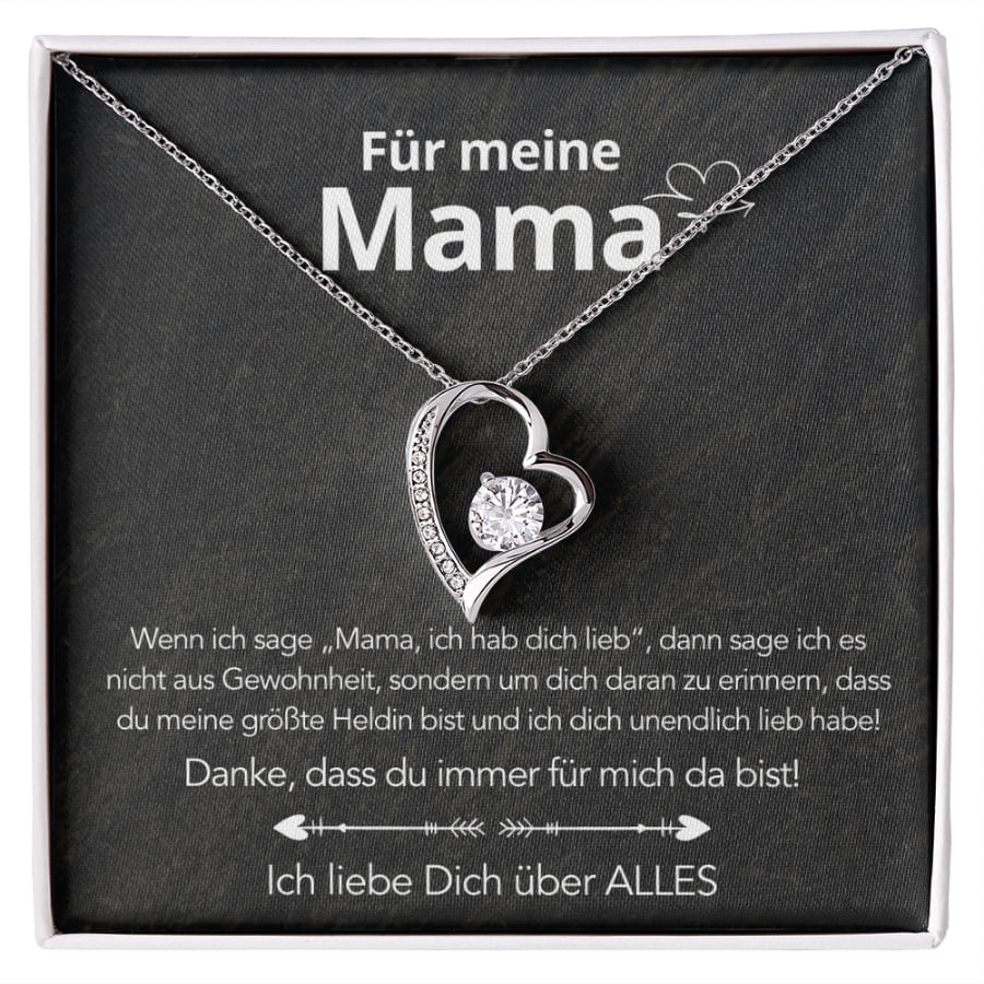 Für meine Mama – Herzanhänger in 14k Weißgold / 18k Gelbgold Veredelung