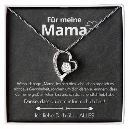 Für meine Mama – Herzanhänger in 14k Weißgold / 18k Gelbgold Veredelung