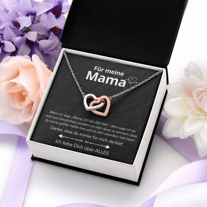 An meine Mama - Doppelherz Luxus Halskette mit Notiz