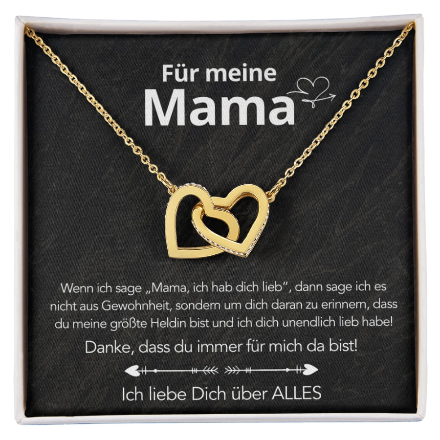 An meine Mama - Doppelherz Luxus Halskette mit Notiz