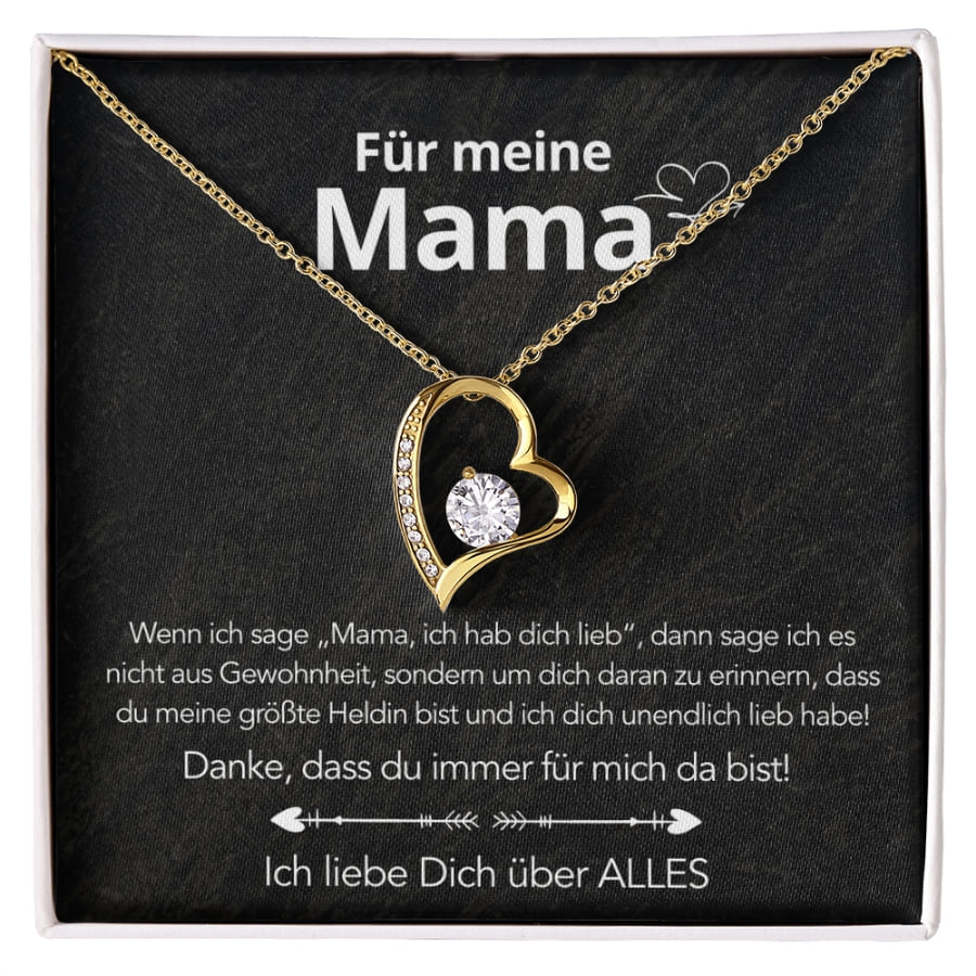 Für meine Mama – Herzanhänger in 14k Weißgold / 18k Gelbgold Veredelung