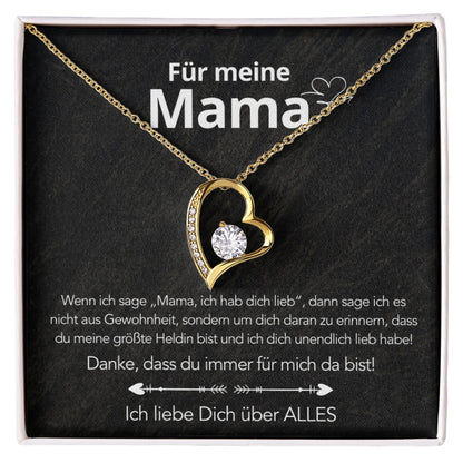 Für meine Mama – Herzanhänger in 14k Weißgold / 18k Gelbgold Veredelung